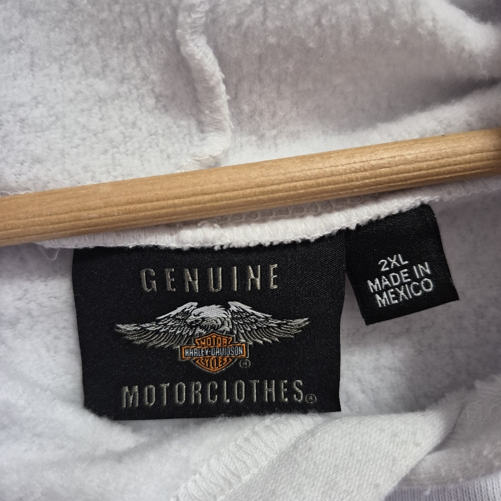 Harley Davidson Cropped Flag Bars and Stars Hoodie Size 2XL - Picture 3 of 7